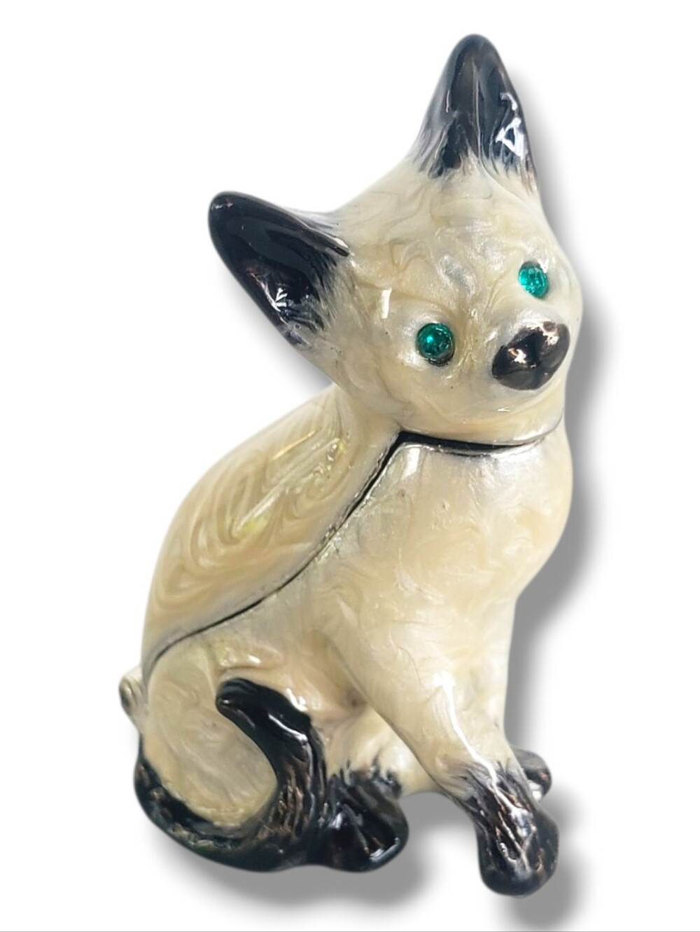 Vintage Villager Siamese Cat Hinged Keepsake Trinket Box Monet / Liz Claiborne
